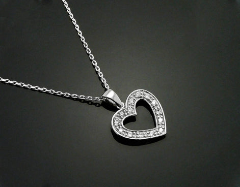 Sterling Silver Heart Necklace • Minimalist Pendant • Romantic Jewelry • Valentine's Day Gift for Women