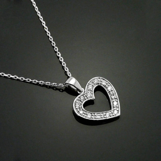 Sterling Silver Heart Necklace • Minimalist Pendant • Romantic Jewelry • Valentine's Day Gift for Women