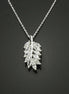 Laurel Necklace, Sterling Silver, White Clear Stone (Cz), Leaf Branch Charm, Unique Jewelry Gifts for Her, Women Leaves Pendant with stones