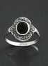 Art Deco Sterling Silver Black Onyx Marcasite Ring