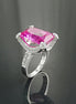 Sterling Silver Rectangle Pink Stone Ring, Modern Cocktail Jewelry