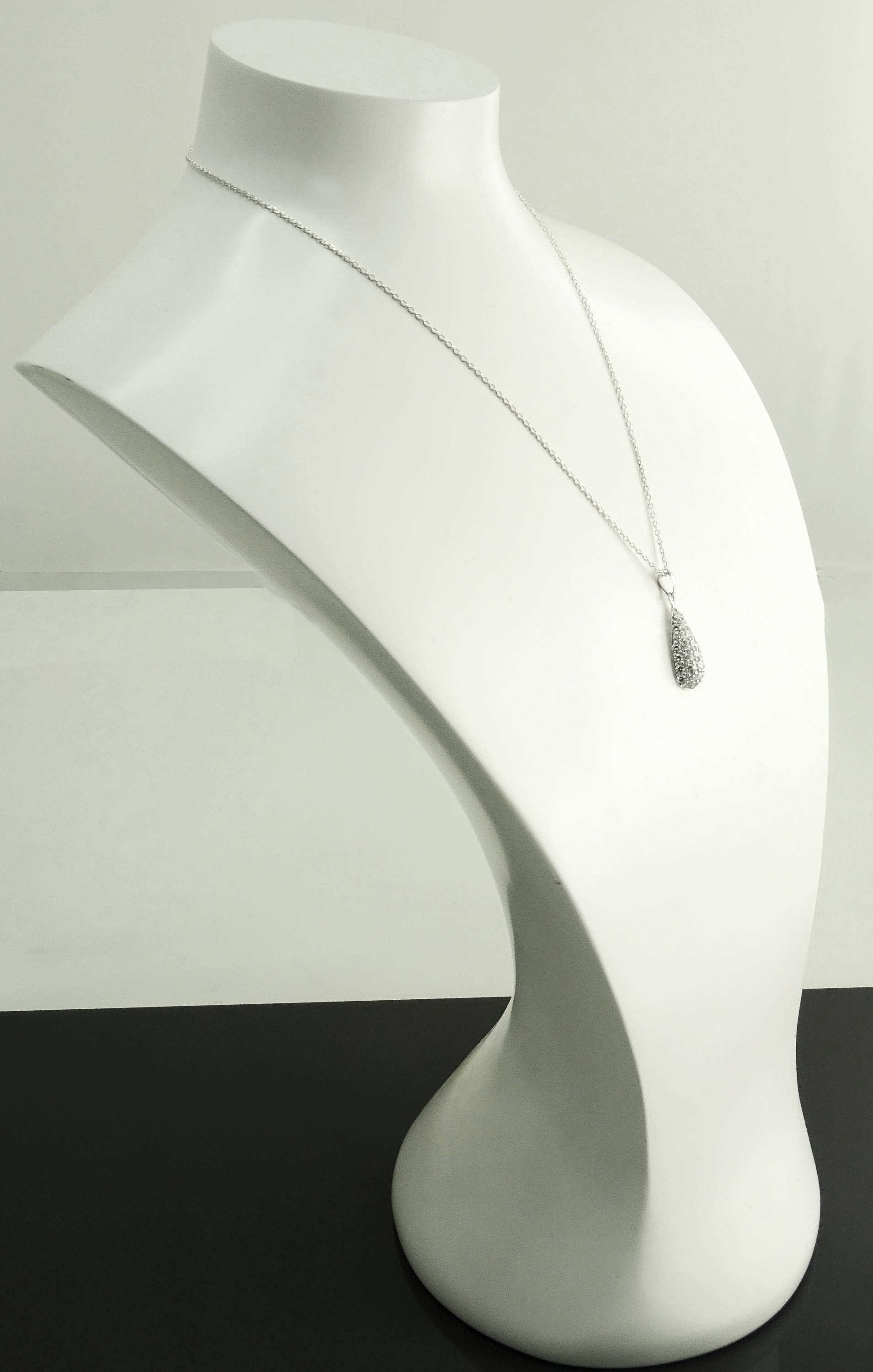 Sterling Silver Teardrop Pave Necklace, Pear Shape CZ Pendant