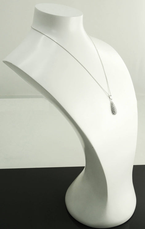 Sterling Silver Teardrop Pave Necklace, Pear Shape CZ Pendant