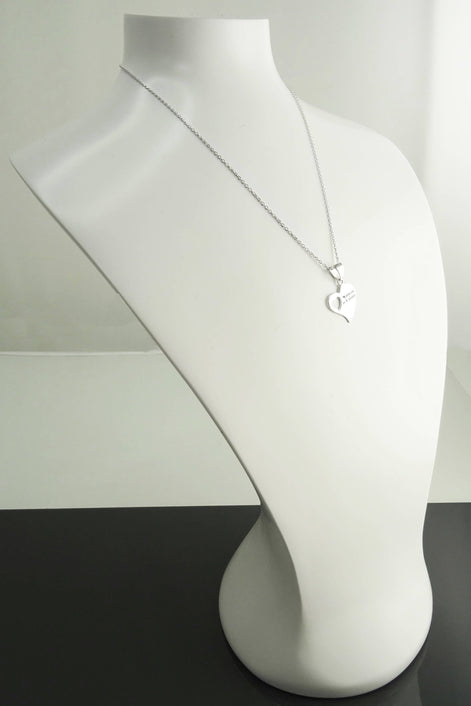 Sterling Silver Heart Necklace, French "Maman je t'aime" Pendant, Dainty Mom Charm Jewelry