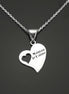 Sterling Silver Heart Necklace, French "Maman je t'aime" Pendant, Dainty Mom Charm Jewelry