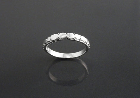 Sterling Silver Beaded Band Ring, Boho Stackable Band