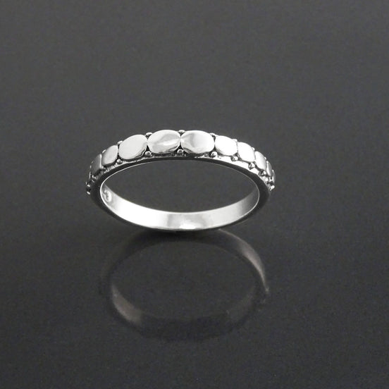 Sterling Silver Beaded Band Ring, Boho Stackable Band