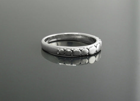 Sterling Silver Beaded Band Ring, Boho Stackable Band