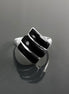 Black Square Ring, Sterling Silver, Onyx Stones, Geometric Diamond Shape Jewelry, Modern Black Stone Ring