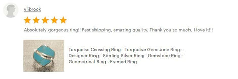 Blue Turquoise Ring - Sterling Silver - Turquoise Bypass Ring - Gemstone Crossing Ring - Turquoise Stone Ring - Framed Ring - Original Ring