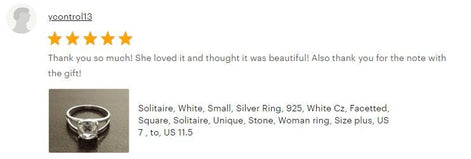 5 stars review for Square Solitaire Ring Sterling Silver