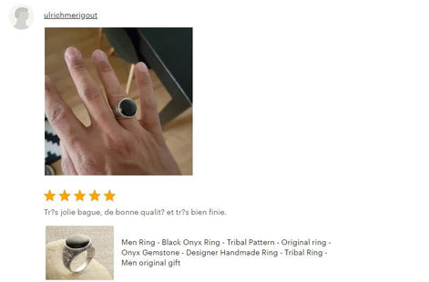 Braided Sterling Silver 925 Onyx Ring, Ethnic Tribal style Jewelry