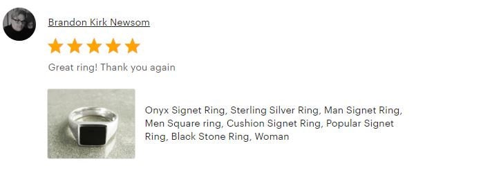 Black Square Signet Ring • Sterling Silver • Onyx Stone Design • Handmade Jewelry