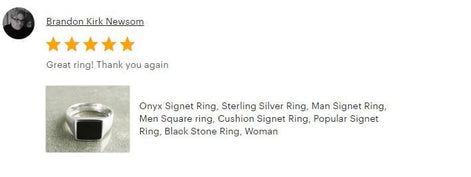 Black Square Signet Ring • Sterling Silver • Onyx Stone Design • Handmade Jewelry