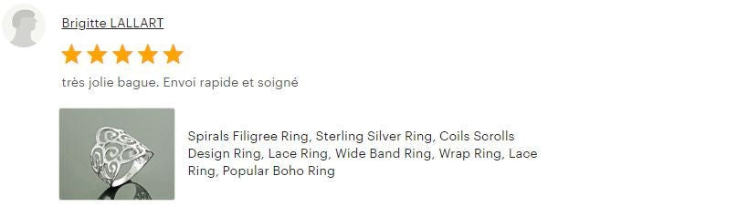 Scroll Filigree Ring, Sterling Silver, Scrolls Design Ring, Spirals Pattern Ring, Wide Band Ring, Elegant Ring, Lace Ring, Open Work Ring