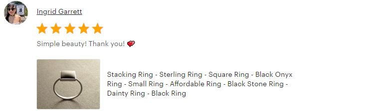 Black Onyx Ring, Stacking Ring 925 Sterling Ring - Square Ring - Minimalist Ring - Affordable Ring - Black Stone Ring - Dainty Silver Ring.