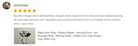 Black Onyx Ring - Flower filigree - Genuine Onyx - Art Nouveau Ring - Sterling Silver - shabby chic ring -Flower ring - Boho ring