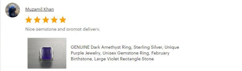 GENUINE Dark Amethyst Ring, Sterling Silver, Unique Purple Jewelry, Unisex Gemstone Ring, February Birthstone, Large Violet Rectangle Stone