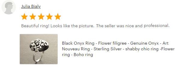 Black Onyx Ring - Flower filigree - Genuine Onyx - Art Nouveau Ring - Sterling Silver - shabby chic ring -Flower ring - Boho ring