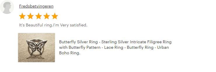 Butterfly Ring, Sterling Silver, Filigree Ring, Butterfies Pattern Ring, Boho Ring, Insect Jewelry, Nature Ring, Great Butterfly Wings Ring