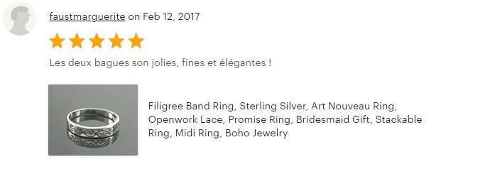 Sterling Silver Filigree Band Ring, Art Nouveau Style