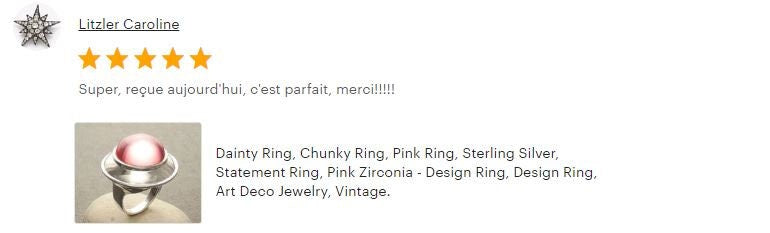 Pink cz Ring, Sterling Silver, Rose Round Domed Stone, flying saucer Ring, Statement Modern original Design Jewelry
