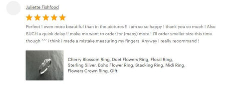 Cherry Blossom Ring, Duet Flowers Floral Ring, Sterling Silver 925 band