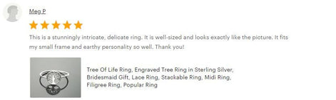 Tree Of Life Ring, Engraved Tree Ring in Sterling Silver, Bridesmaid Gift, Lace Ring, Stackable Ring, Midi Ring, Filigree Ring, Popular Ring