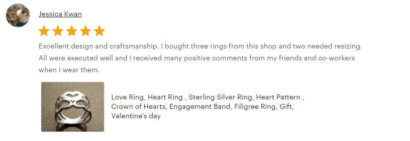 Sterling Silver Heart Pattern Filigree Band Ring