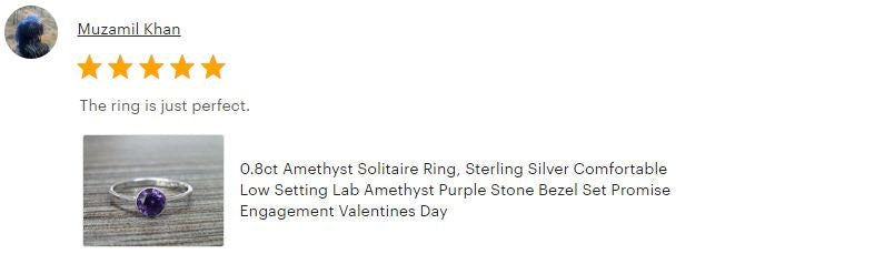 Purple Stone Ring, Sterling Silver, Comfortable Low Round Setting Ring, Amethyst simulant Stone (CZ), Minimalist Purple Solitaire Ring