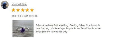 Purple Stone Ring, Sterling Silver, Comfortable Low Round Setting Ring, Amethyst simulant Stone (CZ), Minimalist Purple Solitaire Ring