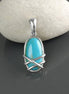 Pendentif argent turquoise, pendentif argent 925, pierre turquoise de forme ovale, design filigrane moderne, bijou minimaliste en turquoise