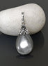 Art Deco Pendant - Sterling Silver, Filigree Pendant, Genuine Grey Hematite Stone, Vintage Style Boho Necklace, antique chic jewelry
