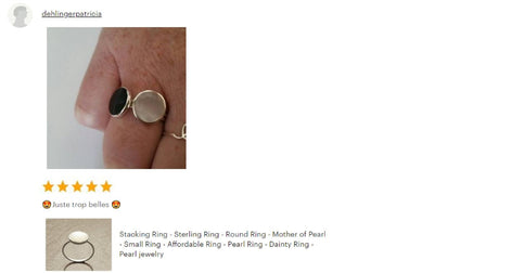 925 Mother of Pearl Sterling Silver Ring - Handmade Stacking Ring, Small MOP Ring