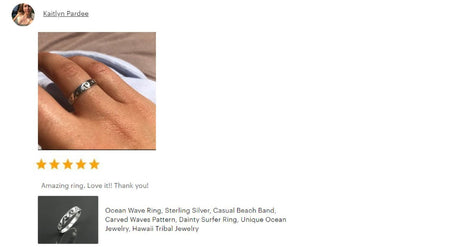 Ocean Wave Ring, Sterling Silver, Casual Beach Band, Carved Waves Pattern, Dainty Surfer Ring, Unique Ocean Jewelry, Hawaii Tribal Jewelry