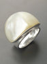 White MOP Wide Ring - Sterling Silver 925 - Mother of Pearl - Boho Ring - White shell - Large Silver Ring - Genuine MOP. Small Size Ring.