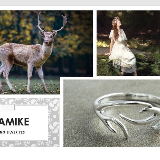 Sterling Silver Deer Antler Ring, Open Band Boho Nature Jewelry