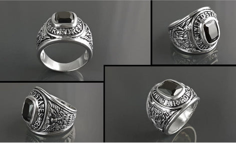 American Men Ring US Air Force Ring Sterling Silver 925 US Army Jewelry Black stone Ring Modern Mens Ring Man jewelry Gift Idea for him