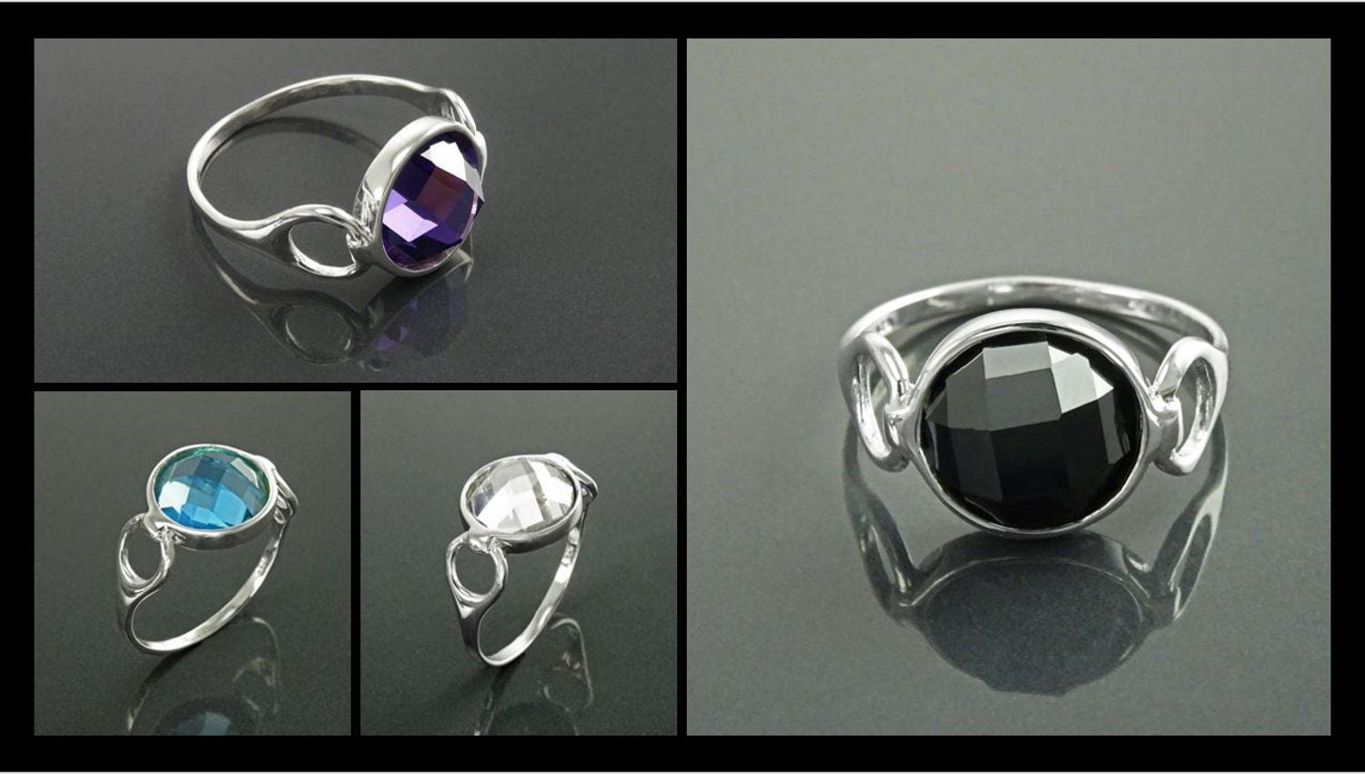 Purple Ring, Sterling Silver, Amethyst Color Round Stone (CZ), Unique Faceted Round Stone, Original Solitaire Violet Stone Jewelry