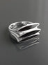 Sterling Silver Black Onyx Geometric Ring, Modern Design