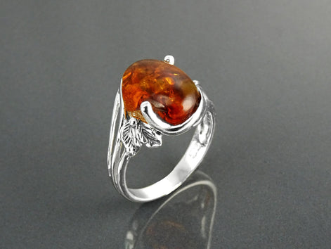 Genuine Amber Ring, Sterling Silver, Intricate Filigree Lace Ring, Horizontal Oval Shape Ring, Boho Gypsy Ring, Antique Vintage Jewelry
