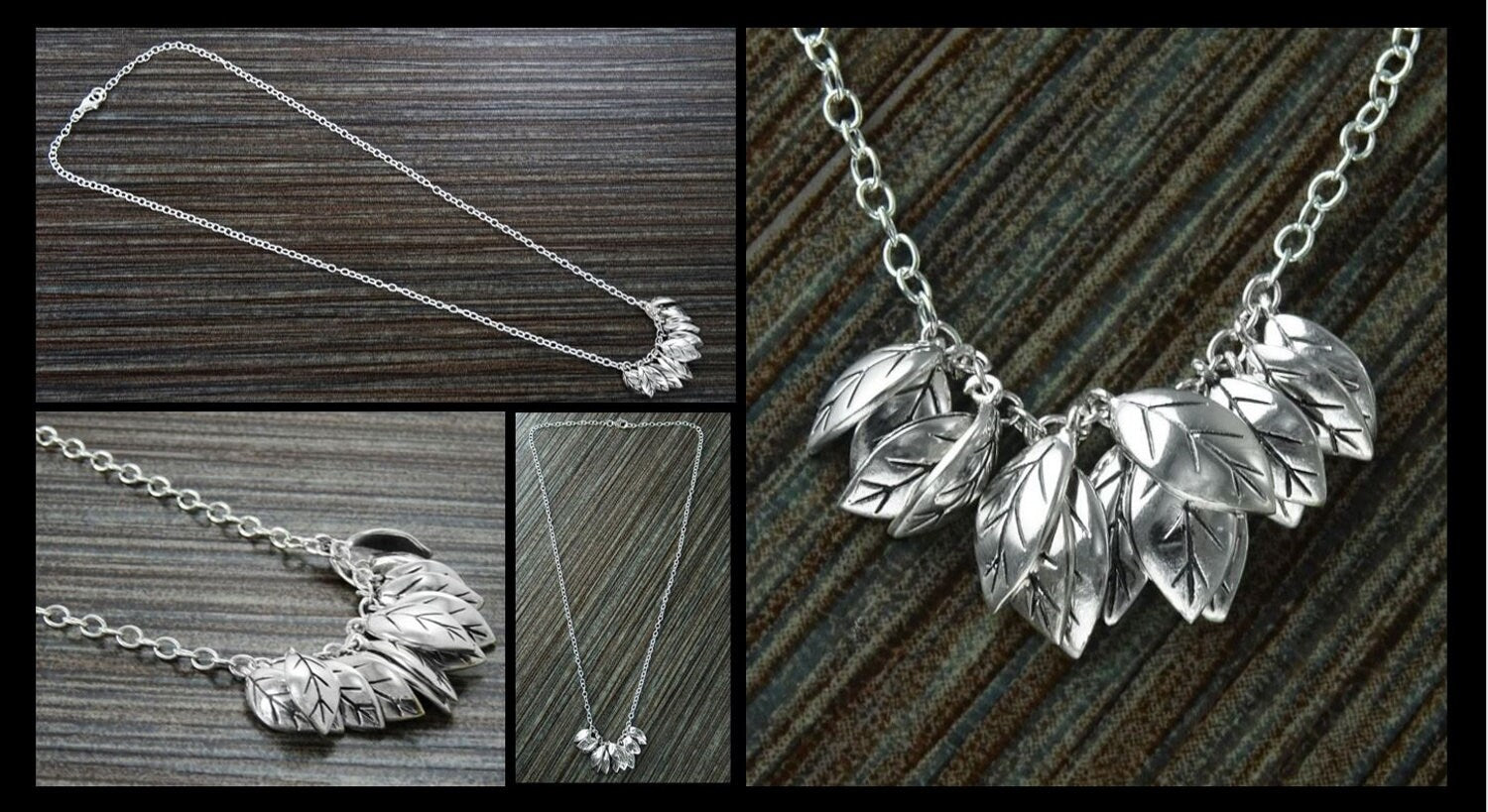 Leaves Necklace, Sterling Silver, nature inspired collar, handcrafted foliage design, woman gift