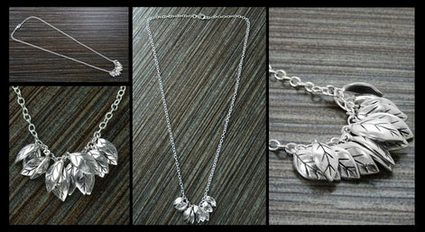 Leaves Necklace, Sterling Silver, nature inspired collar, handcrafted foliage design, woman gift