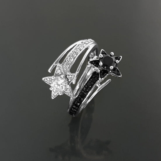 Stars Bypass Ring, Make Wish Ring, Lab Diamonds simulant (CZ) Stones, Wrap Sterling Ring, Crossing Ring, Cocktail Ring, Red Carpet Ring.