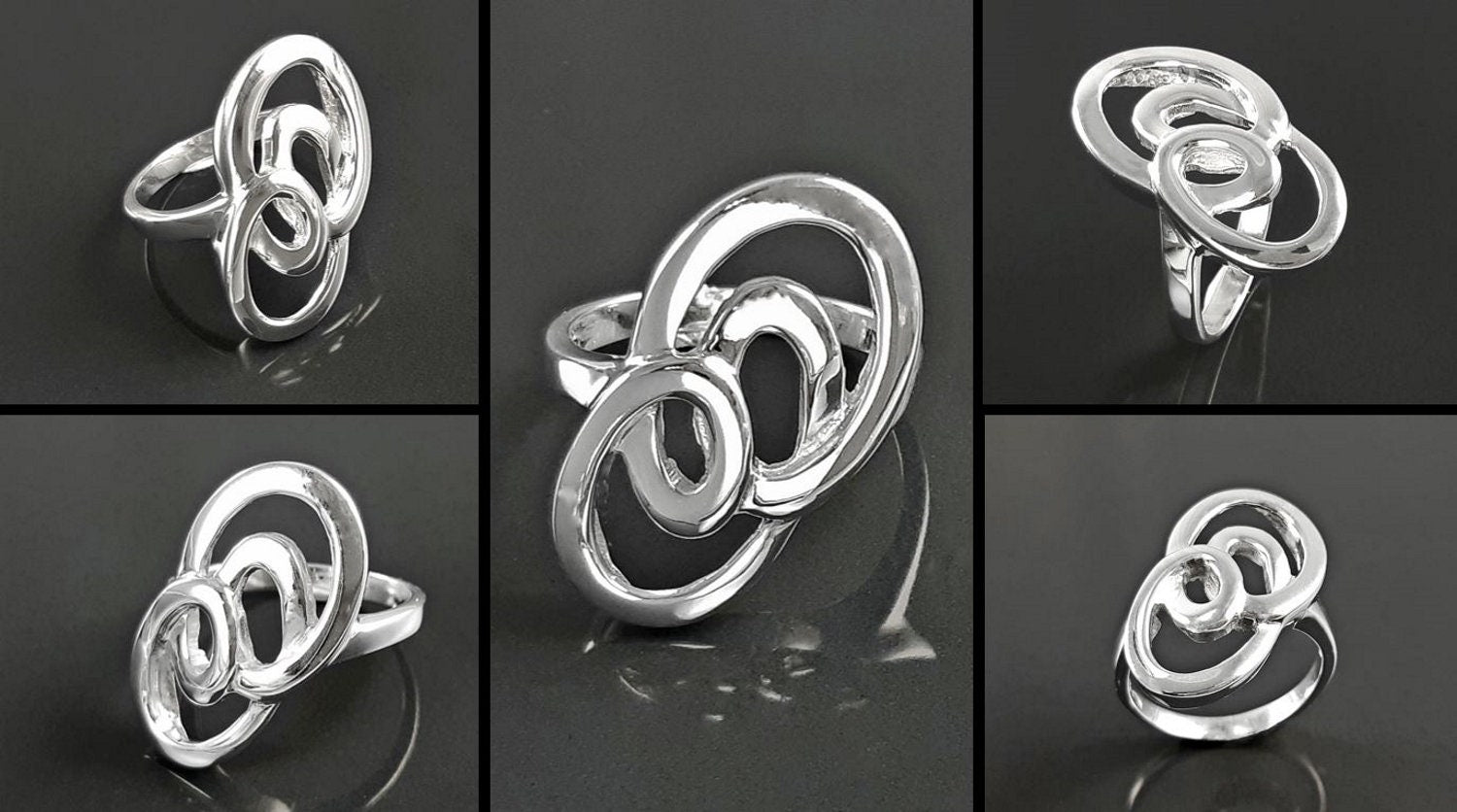Sterling Silver Infinity Ring, Modern Minimalist Graphic Curl Jewelry