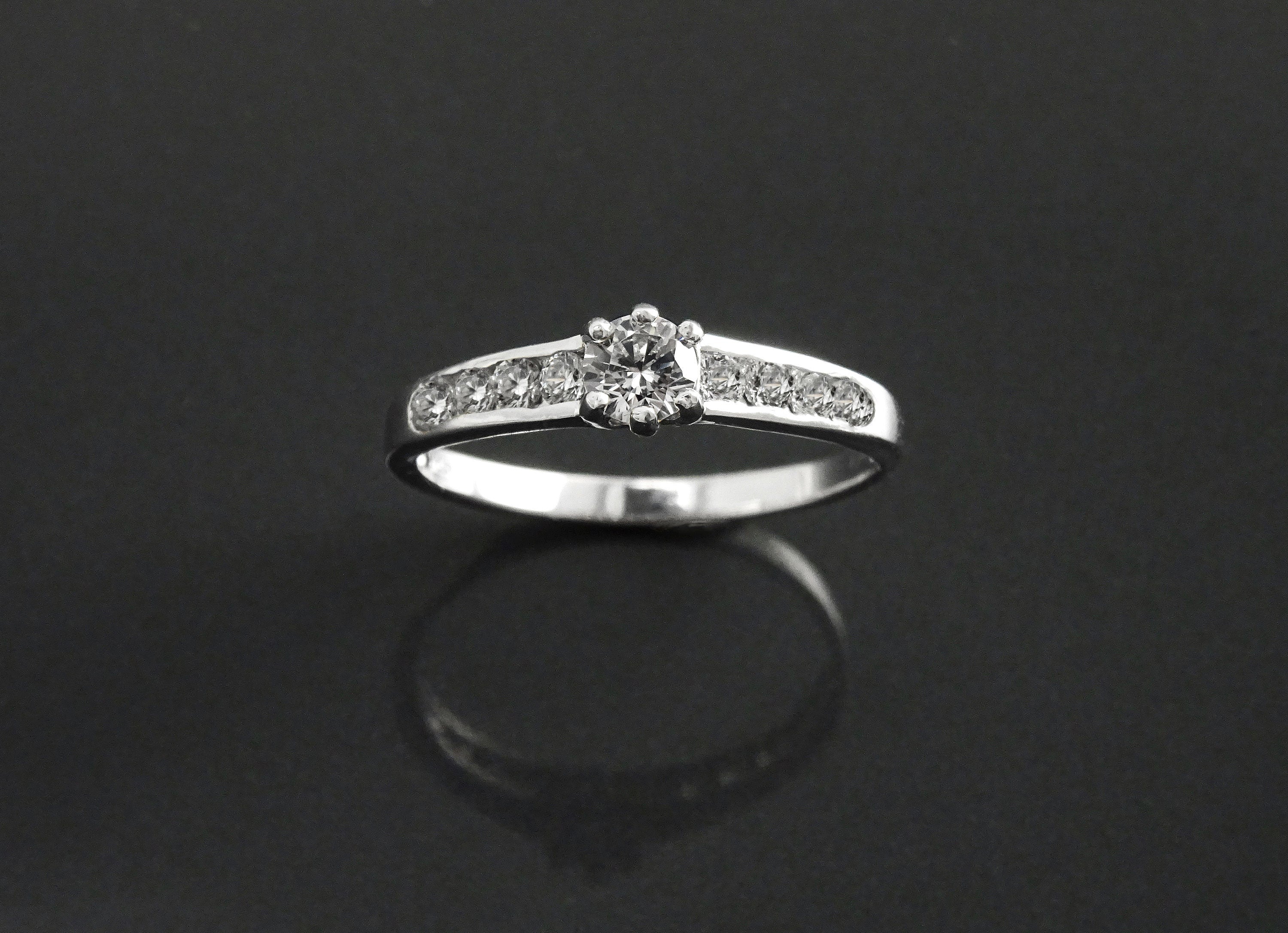 Sterling Silver Solitaire Promise Ring, Half Eternity Band, CZ Stones