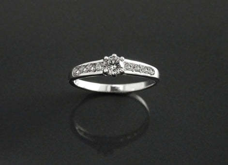 Sterling Silver Solitaire Promise Ring, Half Eternity Band, CZ Stones