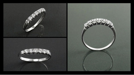 Half Eternity Diamond Ring by KRAMIKE • Sterling Silver • Sparkling Stones Promise Band • Perfect for Wedding, Anniversary, and Gift • KR036