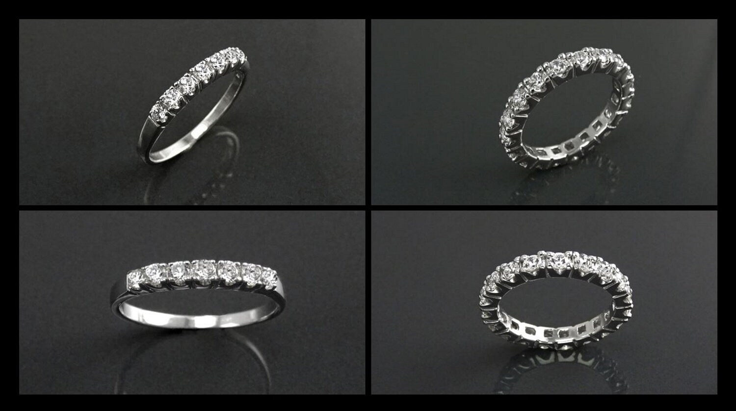 Full Eternity Band, Sterling Silver Wedding Ring, Cubic Zirconia Bridal Jewelry
