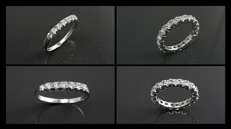 Full Eternity Band, Sterling Silver Wedding Ring, Cubic Zirconia Bridal Jewelry